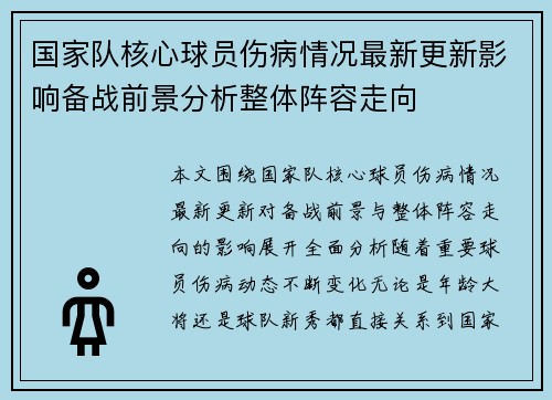 国家队核心球员伤病情况最新更新影响备战前景分析整体阵容走向